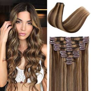 lot 5149 image: S-noilite Clip-in Human Hair Extensions 16 Inch Dark Auburn