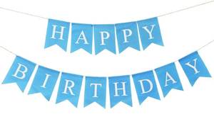 lot 6093 image: Crownos Blue Happy Birthday Banner Prestrung