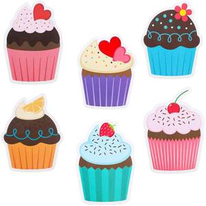 lot 6111 image: Boao Approximately 60 Pc Cupcake Cutouts, 4.72in, 6 Designs