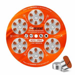 lot 6112 image: Sogrand Hearing Aid Batteries Size 312 36-Pack 1.4V