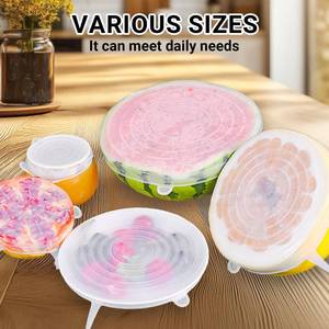 lot 6121 image: Wumuzai Silicone Stretch Lids 4-Pack 4.5in