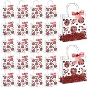 lot 17346 image: AmazingSpark Clear PVC Gift Bags with Handles, Set of 20