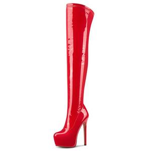 lot 17347 image: Aachcol Patent Leather Over-The-Knee Stiletto Boots Size 8