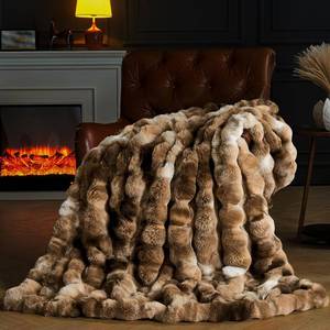 lot 17362 image: PLUUSHUU Faux Fur Throw Blanket 60x50 Inch Tie-Dye Brown