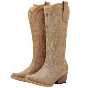 lot 17388 image: HISEA Rollda Womens Western Cowboy Boots Mid Calf, Size 9