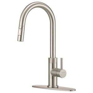 lot 17407 image: JOINMIX Brushed Nickel Pull Down Kitchen Faucet  Retail $109.95