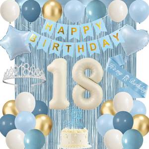 lot 17412 image: 18th Birthday Decoration Party Set Light Blue