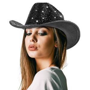 lot 18523 image: Hercicy Rhinestone Cowboy Hat Black One Size