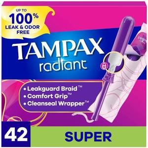 lot 18550 image: Tampax Radiant Tampons Super Absorbency 42 Count