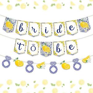 lot 18589 image: Funmemoir Lemon Bridal Shower Decoration Banner and Garland Set