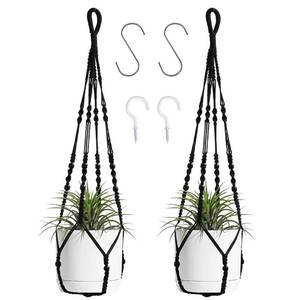 lot 18606 image: BlueMake Macrame Plant Hanger 35 Inch Black 2pcs