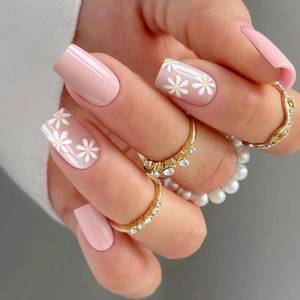 lot 18607 image: Jmeowio Semi Cured Gel Nail Strips Flower Pink