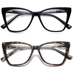 lot 18608 image: LKEYE Cat Eye Reading Glasses Blue Light Blocking 2-Pack 1.25