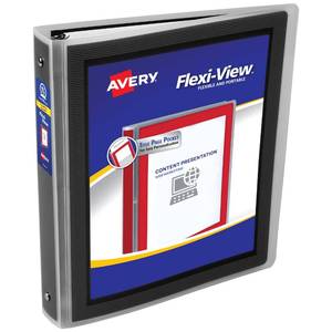 lot 18618 image: Avery Flexi-View 3 Ring Binder, 1.5 Round Rings, Black