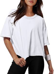 lot 18630 image: XIEERDUO Womens Crop Top Short Sleeve Cotton T-Shirt M