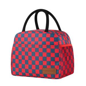 lot 18651 image: Douyadady Insulated Lunch Box Dark Blue Red Checkerboard