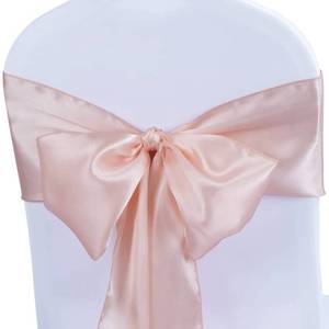 lot 18686 image: Babenest Satin Chair Sashes Ties, Champagne, 10-Piece