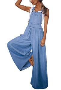 lot 18687 image: Chouyatou Womens Denim Bib Overalls Wide Leg X-Small