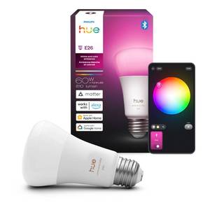 lot 18719 image: Philips Hue Smart LED A19 Bulb, E26 Base, White & Color