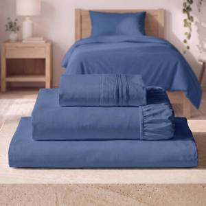 lot 18721 image: Mellanni 3-Piece Twin Sheet Set, 16 Deep Pocket, Blue Nova