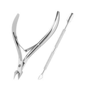 lot 18740 image: YLYL Cuticle Nipper & Pusher Set, 2-Piece Stainless Steel