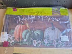 lot 19321 image: Perfect Harvest Autumn Doormats Pack of 4 IndoorOutdoor Rubber Backing 18in x 30in (Each With A Different Desing)