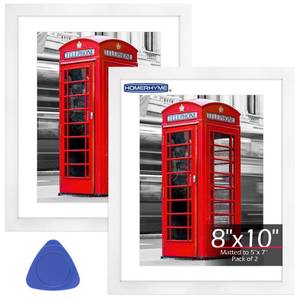 lot 20346 image: HOMERHYME 8x10 Picture Frame Set of 2, White (1 Frame Damaged on Boarder)