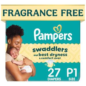 lot 20352 image: Pampers Swaddlers Newborn Diapers Size P1 27 Count