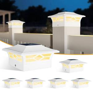 lot 20353 image: JOFIOS Solar Fence Post Cap Lights 6-Pack