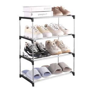 lot 20360 image: Fouews 4-Tier Narrow Shoe Rack Organizer, Black
