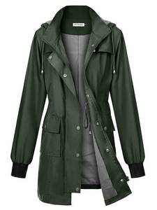 lot 20372 image: PITINAN Womens Waterproof Rain Jacket Dark Green M