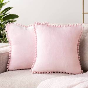 lot 20415 image: PAVILIA Throw Pillow Covers Pom Pom 18x18 Set of 2