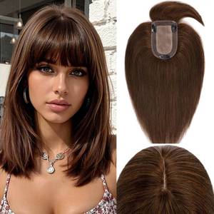 lot 20457 image: Rich Choices Human Hair Topper with Bangs, 10 Inch, #4