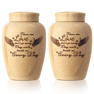 lot 20477 image: Tioncy Bamboo Mini Cremation Urns with Angel Wings, Set of 2