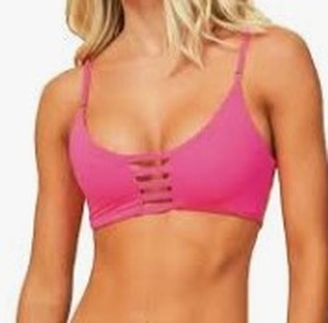 lot 18554 image: Maajic Pink Striped Halter Bikini Top, Med