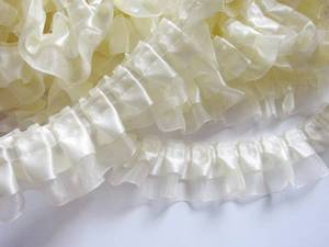 lot 1002 image: YYCRAFT Two Tone Satin Organza Lace Edge Trim 1.5 5Y