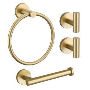 lot 1023 image: TURS Bathroom Accessory Kit Towel Ring Brushed Gold SUS304