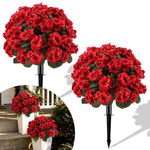 lot 1584 image: INXUGAO Artificial Geranium Topiary Balls 21H (2-Pack)
