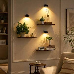 lot 1586 image: Orvado Floating Shelves with LED Lights, 15.8 Inch, 3-Pack