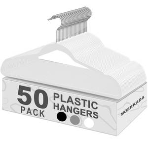 lot 1600 image: MOERKADA 50 Pack Slim Plastic Clothes Hangers