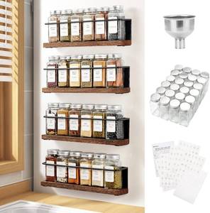 lot 1658 image: KitHero Magnetic Spice Rack with 24 Glass Jars