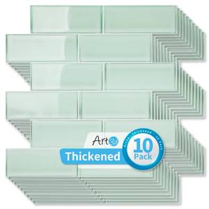 lot 1663 image: Art3d Seaglass Subway Peel and Stick Backsplash, 10-Pack