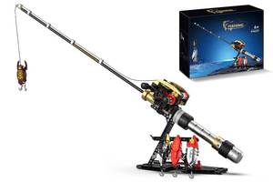 lot 1671 image: WVINVW Fishing Rod Building Blocks Set With Mechanical Reel