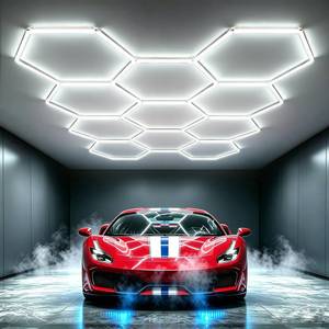lot 1672 image: Bevenus Hexagon LED Garage Light 322W 6500K  Retail $149.99