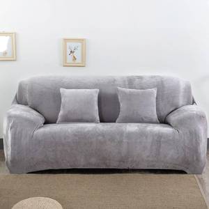 lot 1684 image: vctops Velvet Plush Loveseat Sofa Slipcover Silver Grey