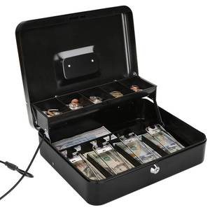 lot 1694 image: Jssmst Large Locking Cash Box with Security Cable