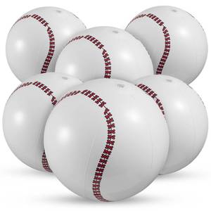 lot 2358 image: KiddieLoot Inflatable Baseball Beach Balls 16 inch 6-Pack