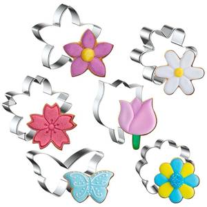 lot 2434 image: FUSOTO 6-Piece Flower Cookie Cutter Set, 3 Inch