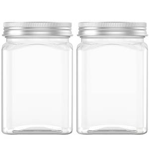 lot 2435 image: Hulless 24 Oz Clear Plastic Jars 2 Pack