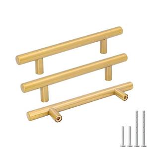 lot 2438 image: Goldenwarm 10 Pack 4 Inch Brushed Gold Cabinet Handles